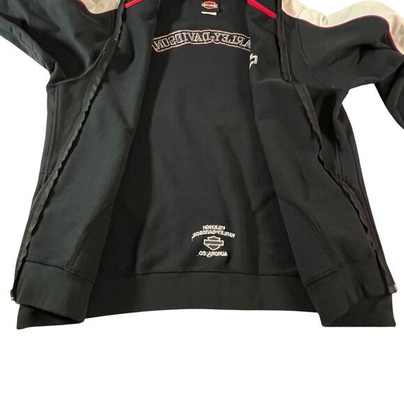 Harley-Davidson VF Imagewear Womens 1X Black Red Flame Sleeve Zip Moto Jacket - Picture 4 of 13